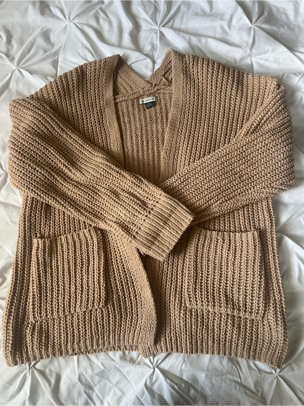 American Eagle Outfitters Chunky Open-Front Cardigan - Tan